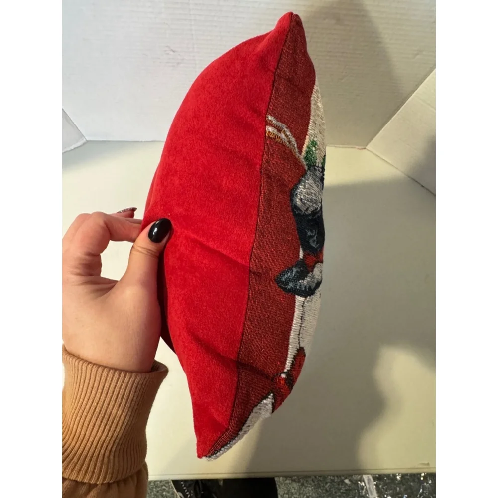 Snowman Christmas Pillow, Red & White